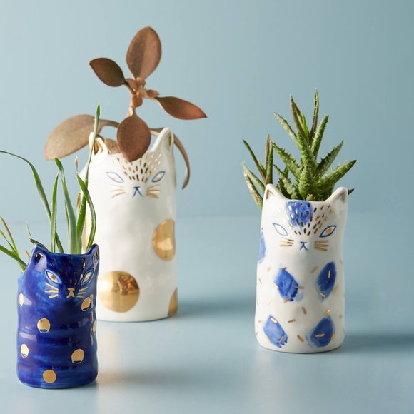 HTF Anthropologie BIRDCANFOX Kitten Planter, Small - Picture 4 of 4
